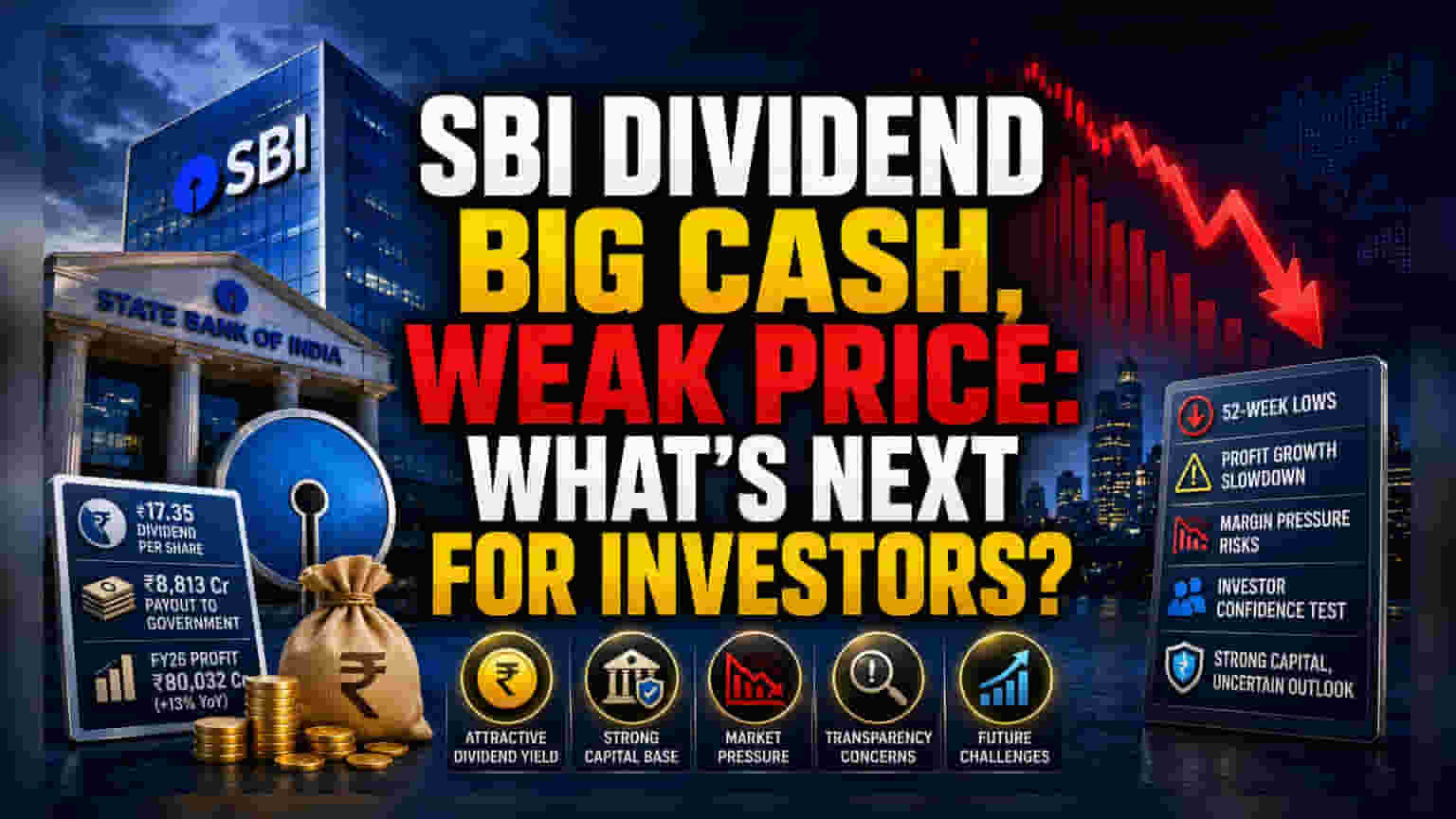 SBI चे ₹8,813 कोटींचे लाभांश वाटप; मात्र शेअर बाजारात घसरण कायम!
