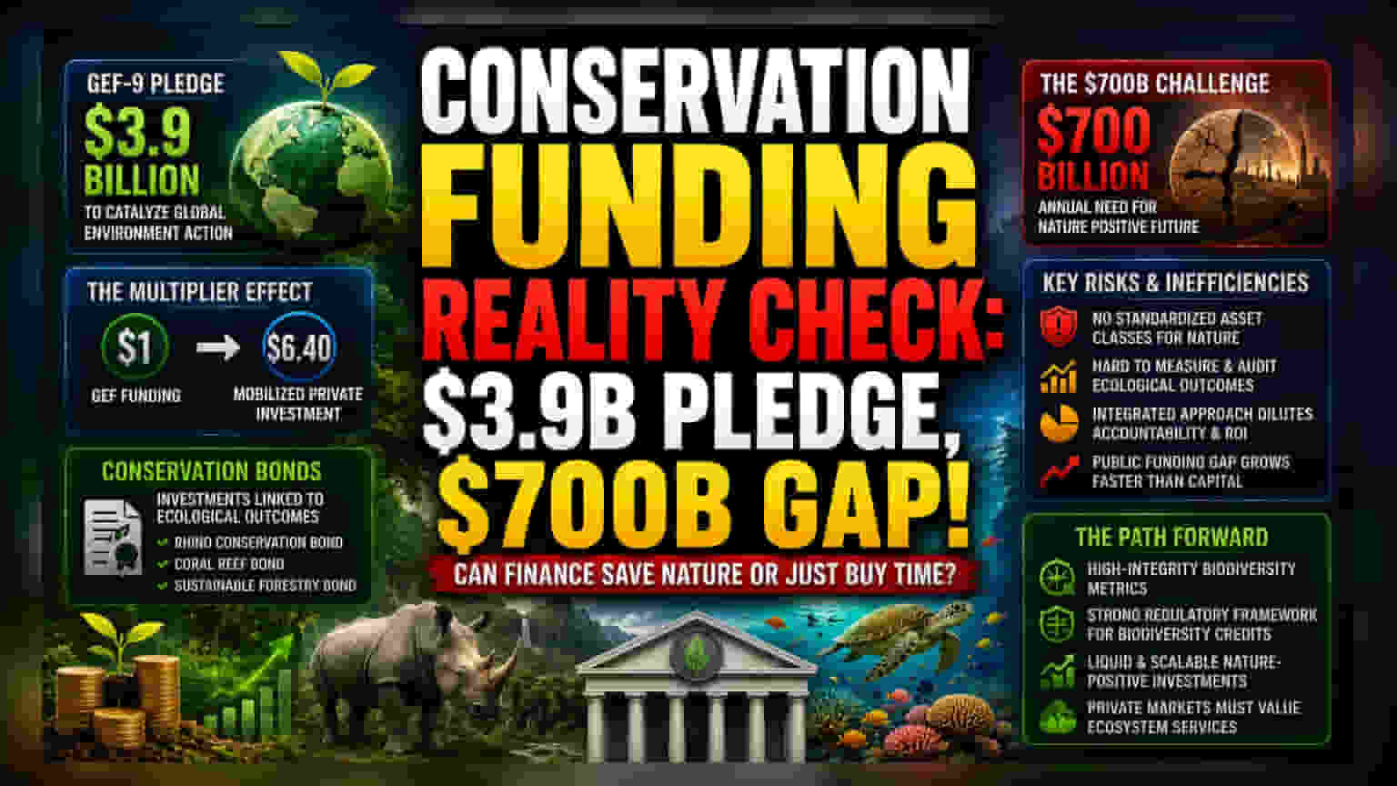 Biodiversity Finance: $3.9 अब्ज डॉलर्सची घोषणा, पण $700 अब्ज डॉलर्सची दरी कायम