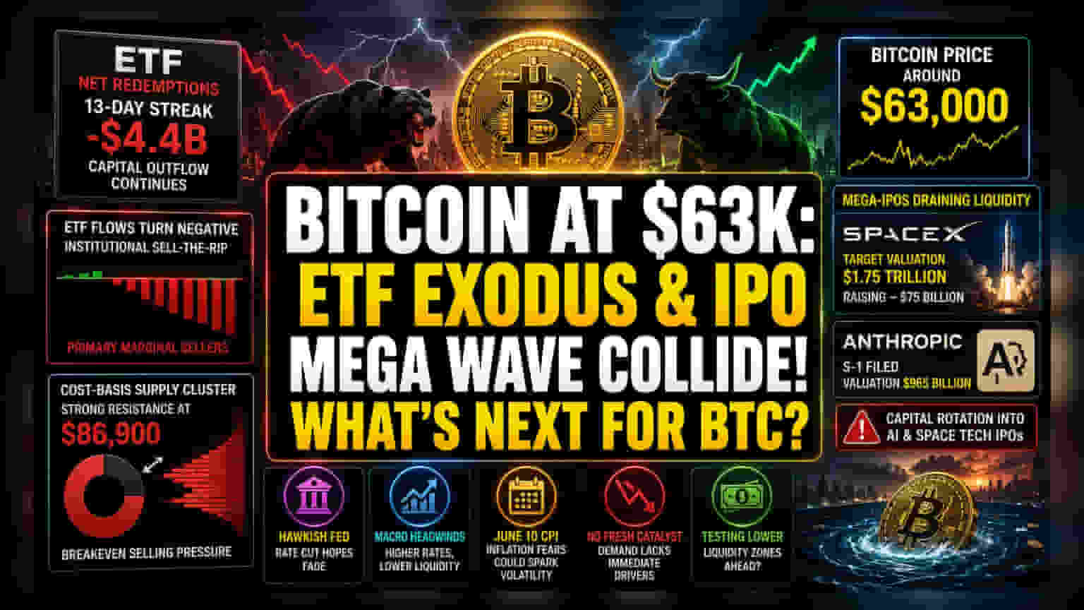 Bitcoin ETF માંથી ₹4.4 બિલિયનનો ઘટાડો: SpaceX અને Anthropic IPOs લાવશે લિક્વિડિટીની અછત?