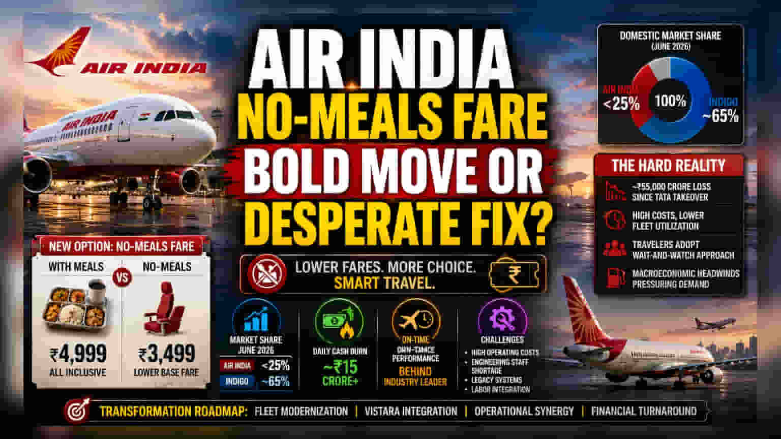 Air India Pilots 'No-Meal' Fares Amid Mounting Financial Pressures