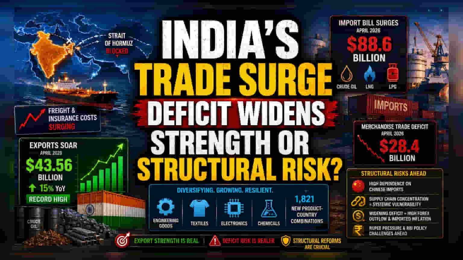 India Exports Defy Hormuz Blockade but Trade Deficit Widens