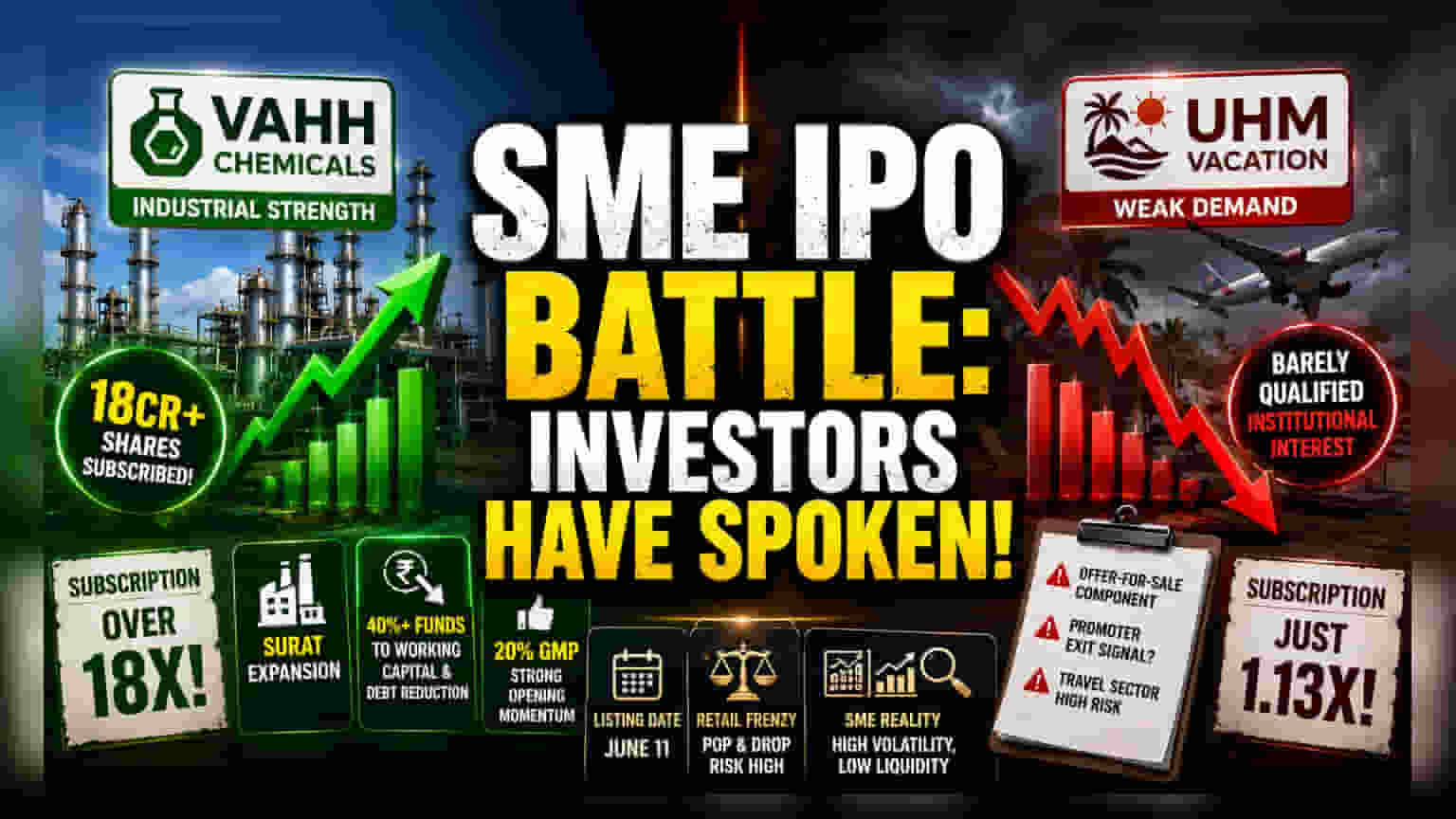 BSE SME IPO: VAHH केमिकल्सची जोरदार कमाई, UHM व्हॅकेशन मात्र पिछाडीवर
