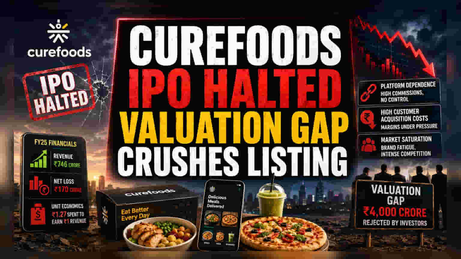 Curefoods IPO रद्द: व्हॅल्युएशनवरून मतभेद, बाजारात प्रवेशाला ब्रेक
