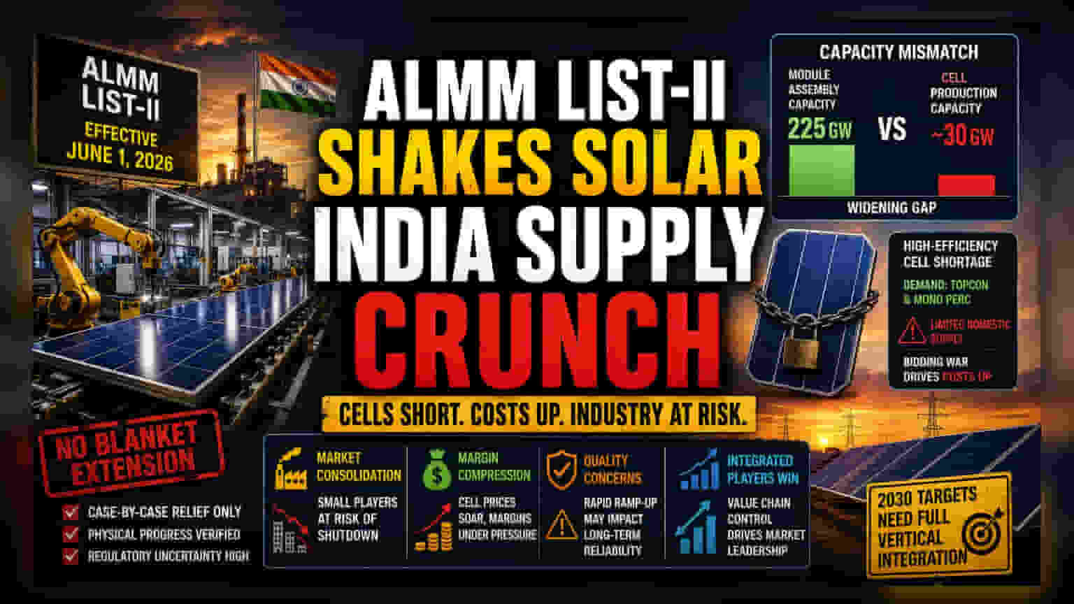 India Solar Mandate: 225 GW मॉड्यूल कैपेसिटी, पर सेल कैपेसिटी सिर्फ 30 GW! सप्लाई चेन में आई बड़ी दिक्कत