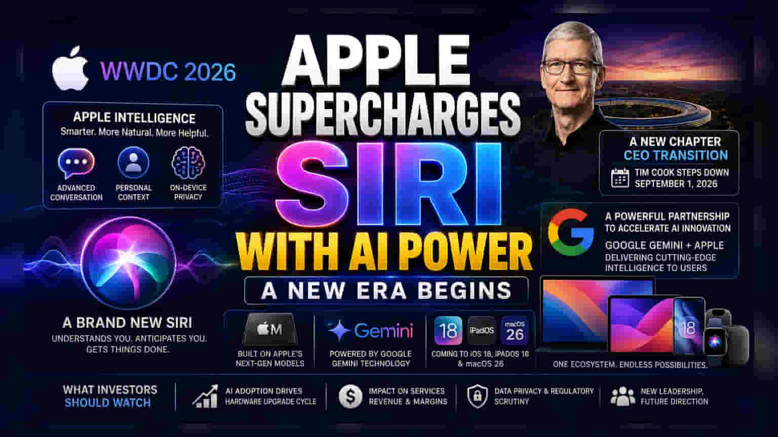 Apple ची AI Siri लाँच, Tim Cook सप्टेंबरमध्ये CEO पदावरून पायउतार होणार