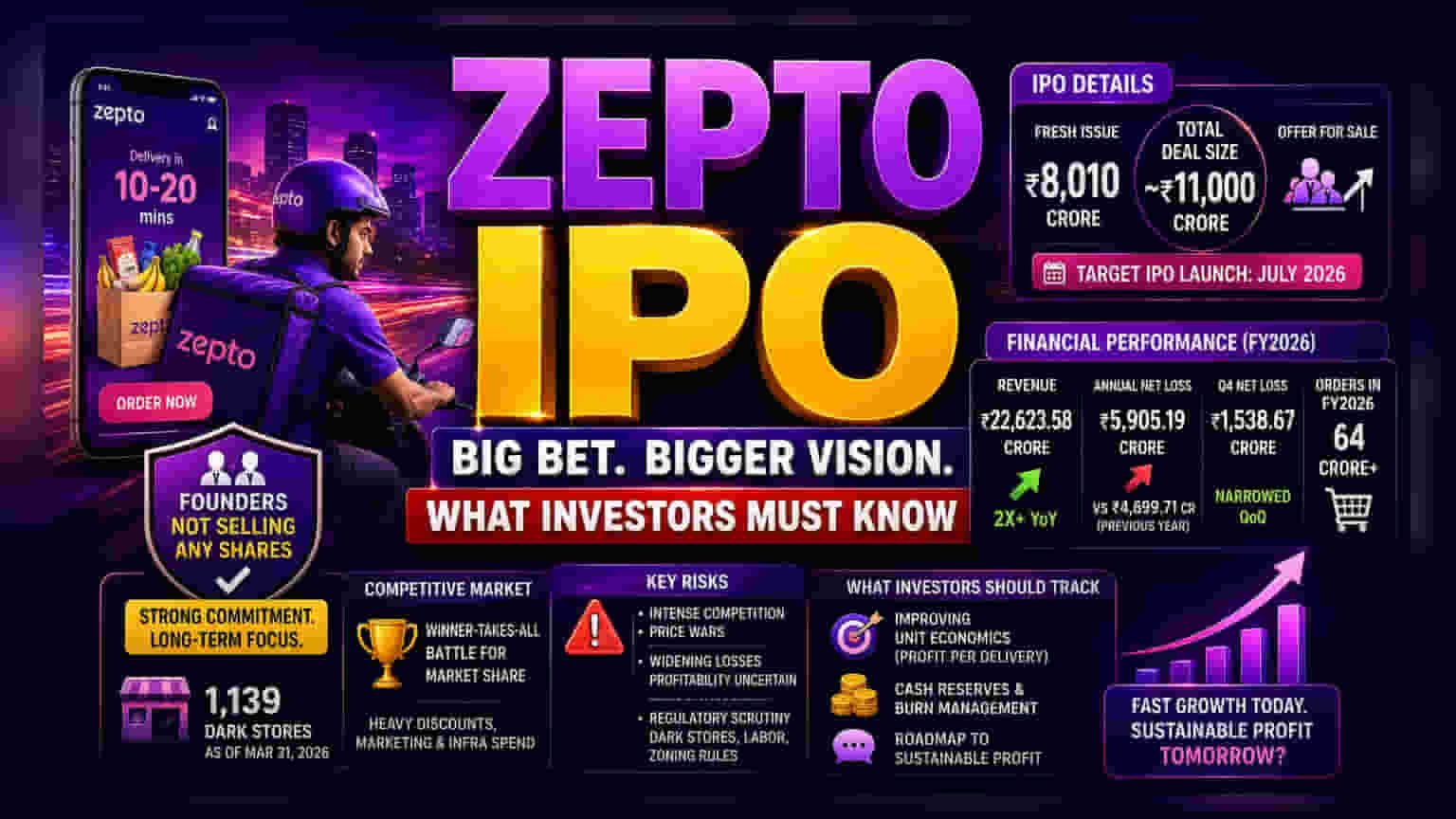 Zepto IPO Update: ₹11,000 करोड़ जुटाने की तैयारी, प्रमोटर्स की हिस्सेदारी बरकरार, पर निवेशक सावधान!