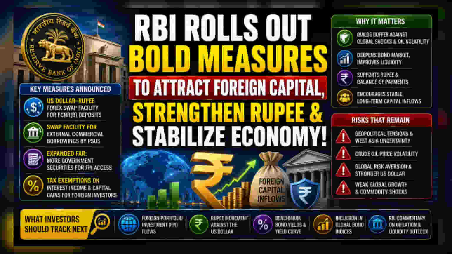 RBI का बड़ा दांव: विदेशी पूंजी को लुभाने के लिए नए Forex Swap और आसान नियम, ₹50 अरब डॉलर आने की उम्मीद