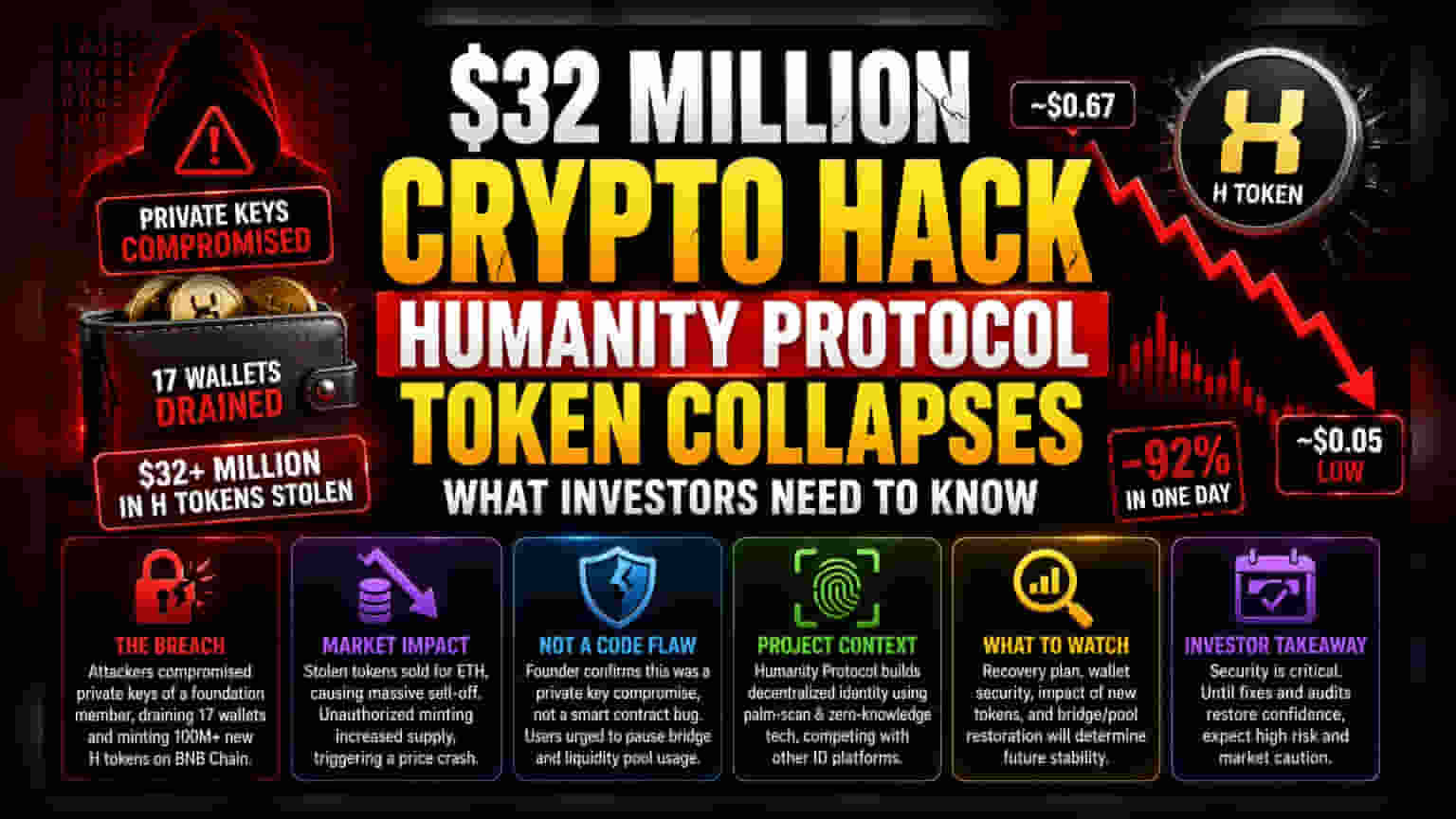 Humanity Protocol Tokenमध्ये मोठी घसरण! ₹32 कोटींच्या हॅकिंगनंतर किंमत 80% कोसळली
