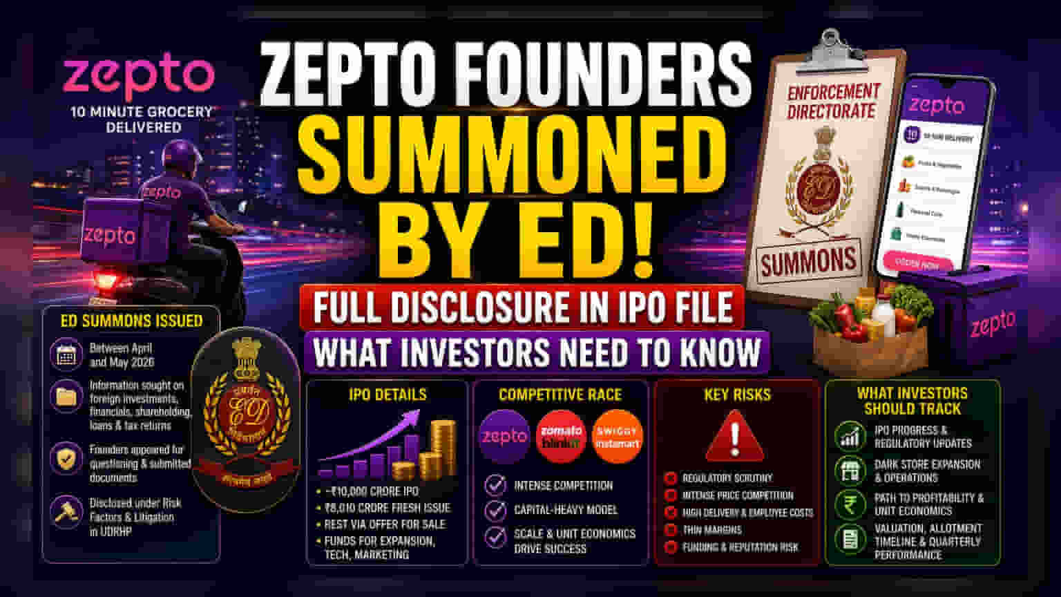 Zepto Founders Summoned by ED: What IPO Investors Should Know