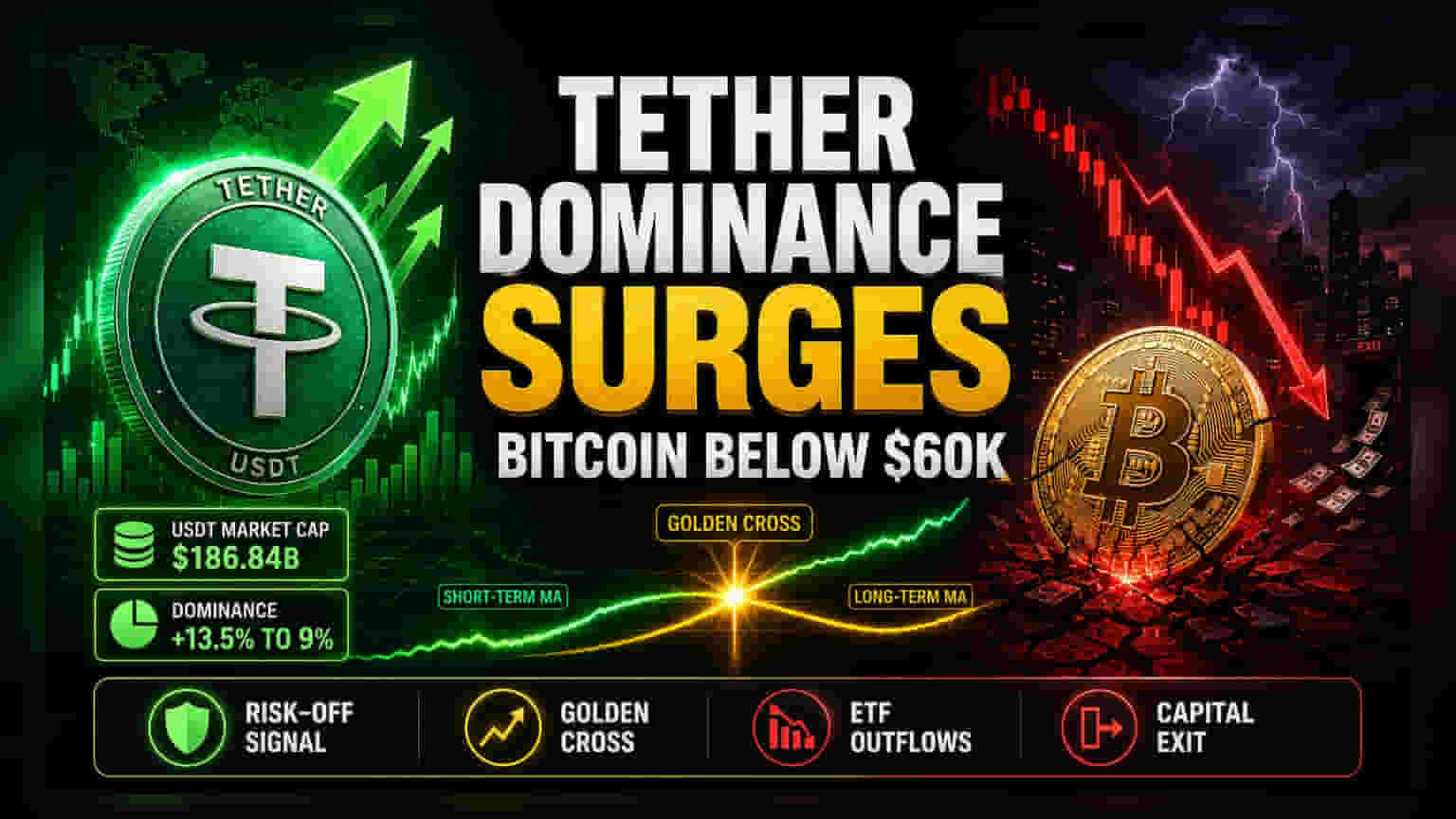 Bitcoin Sentiment Softens as Tether Dominance Rises