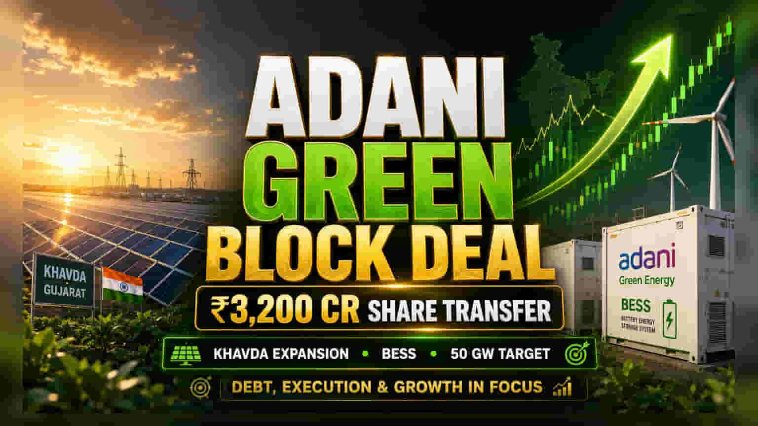 Adani Green Energy: భారీ బ్లాక్ డీల్.. 50 GW లక్ష్యం దిశగా దూసుకుపోతున్న స్టాక్!