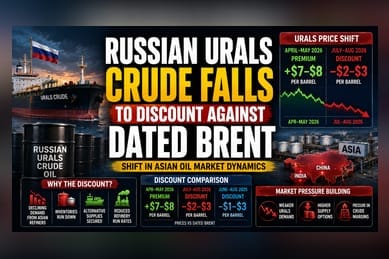 Russian Urals Oil Slumps to Discount as Asian Demand Collapses