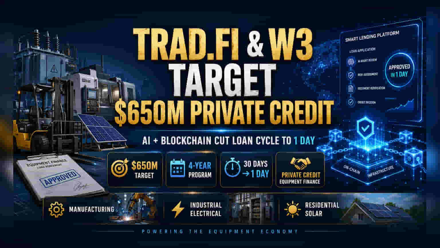 Trad.Fi & W3: ₹54,000 கோடி கடன் திட்டம்! AI, பிளாக்செயின் மூலம் உபகரணங்களுக்கு விரைவான ஃபைனான்ஸ்