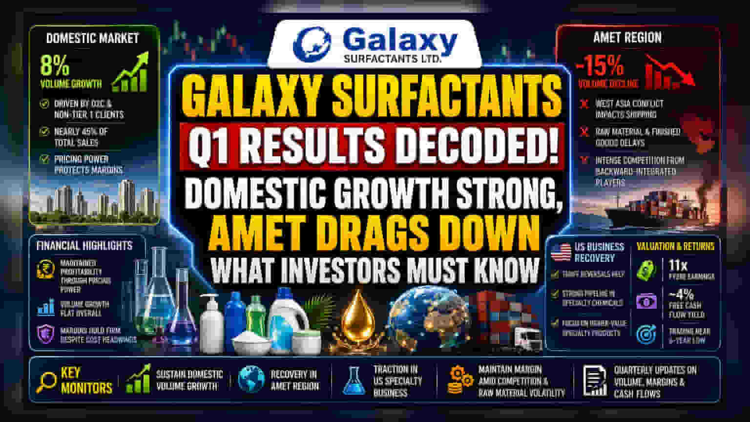 Galaxy Surfactants: घरेलू बाज़ार में तेज़ी, पर विदेशी चुनौतियां! जानिए क्या है कंपनी का हाल