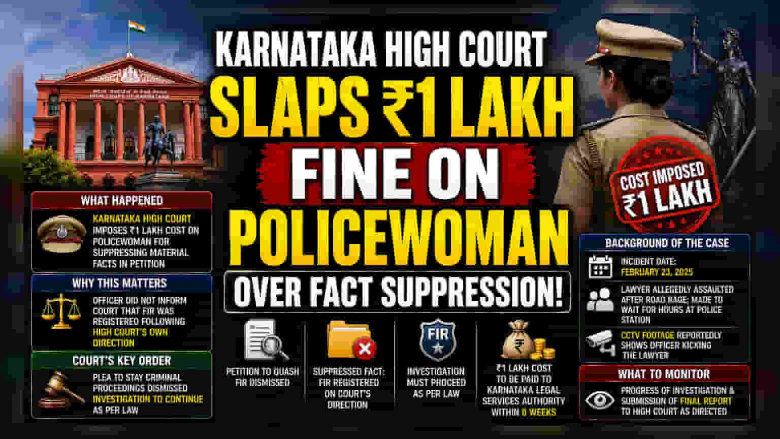 Karnataka HC Fines Policewoman ₹1 Lakh for Misleading Court