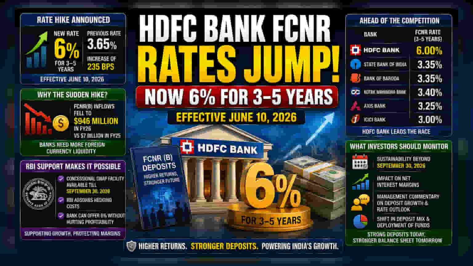 HDFC Bank ने FCNR Deposit Rates वाढवले! NRI गुंतवणुकीवर आता 6% व्याज, पण काय आहे RBI सपोर्ट?
