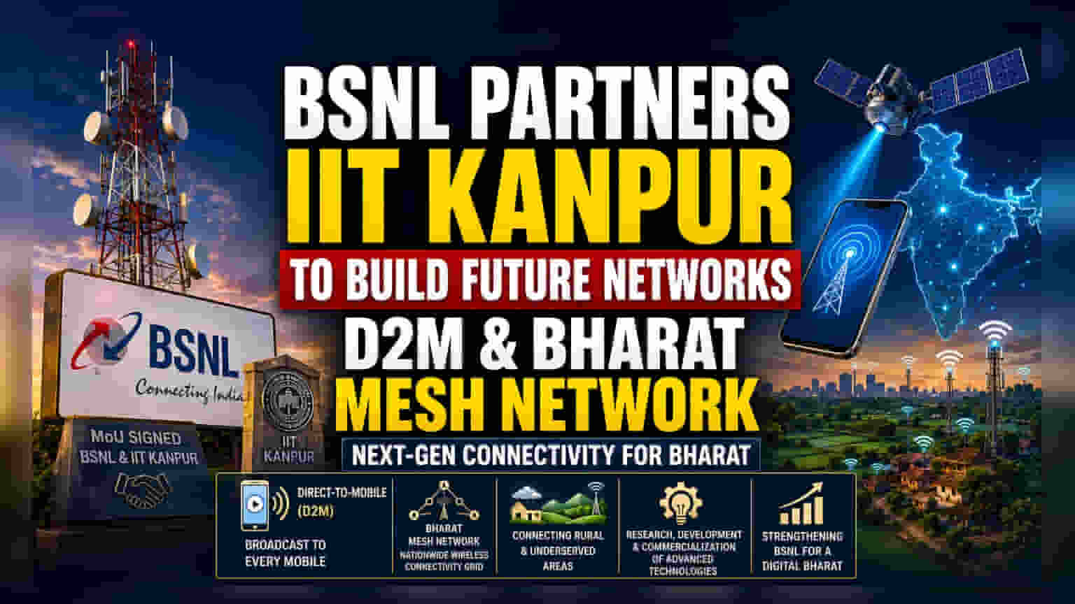 BSNL ਅਤੇ IIT ਕਾਨਪੁਰ ਦਾ ਵੱਡਾ ਐਲਾਨ: ਹੁਣ ਮੋਬਾਈਲ 'ਤੇ ਸਿੱਧਾ ਮਿਲੇਗਾ ਡਾਟਾ!