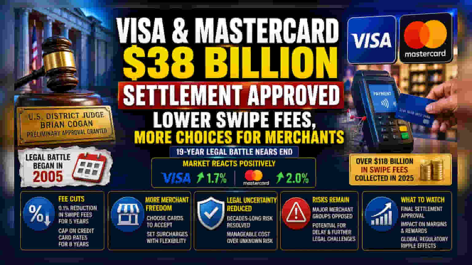 Visa, Mastercard Clear Major Legal Hurdle With $38B Settlement