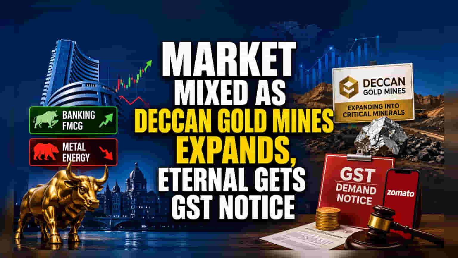 Indian Markets End Flat; Deccan Gold, Eternal in Focus
