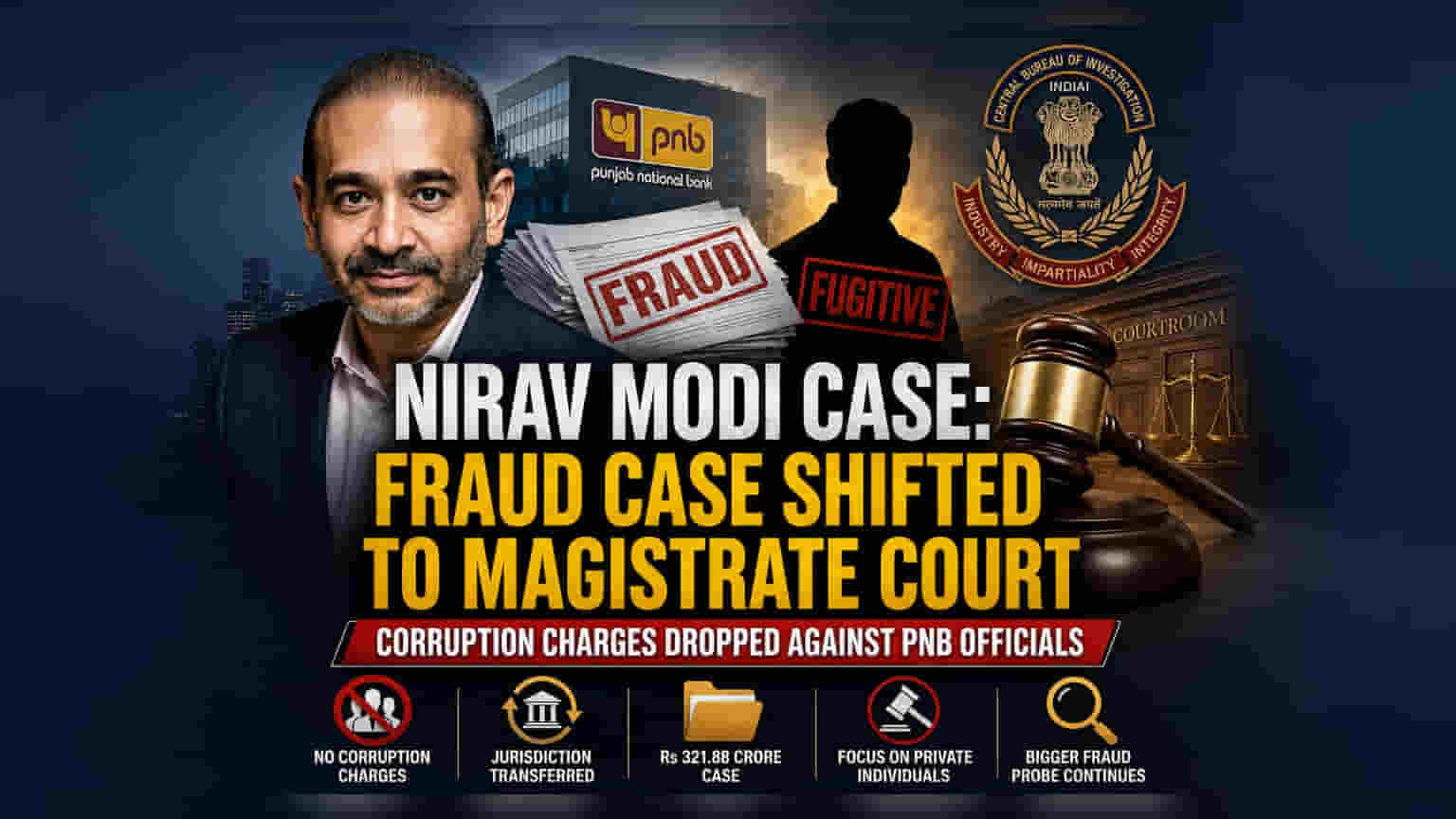PNB घोटाला: ₹321 कोटींच्या प्रकरणात CBI ने बँक अधिकाऱ्यांवरील भ्रष्टाचाराचे आरोप मागे घेतले