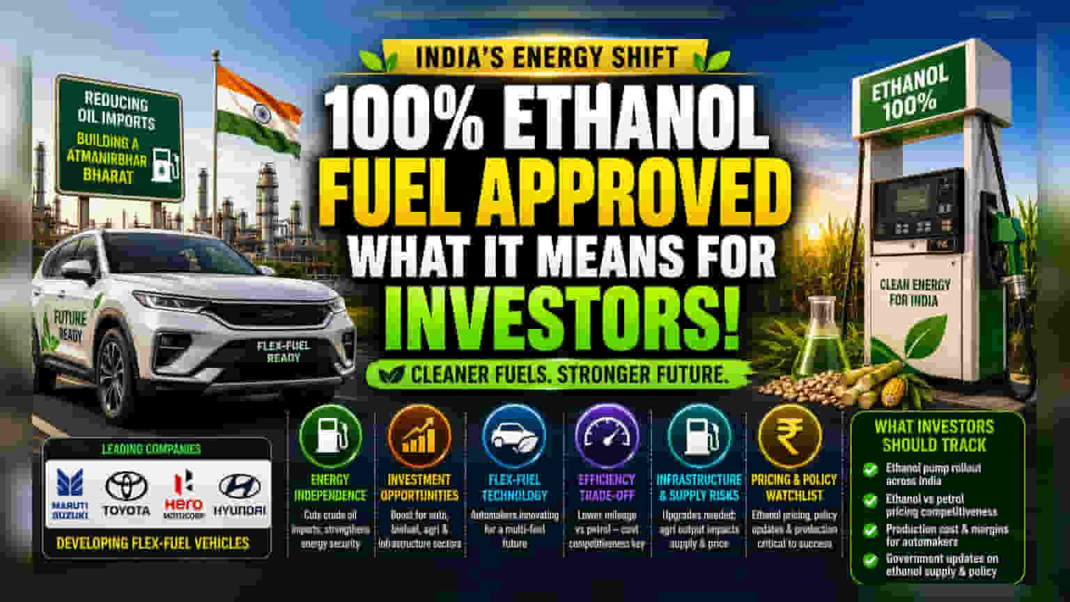 100% ઇથેનોલ ફ્યુઅલને મંજૂરી: રોકાણકારો માટે શું છે અર્થ?