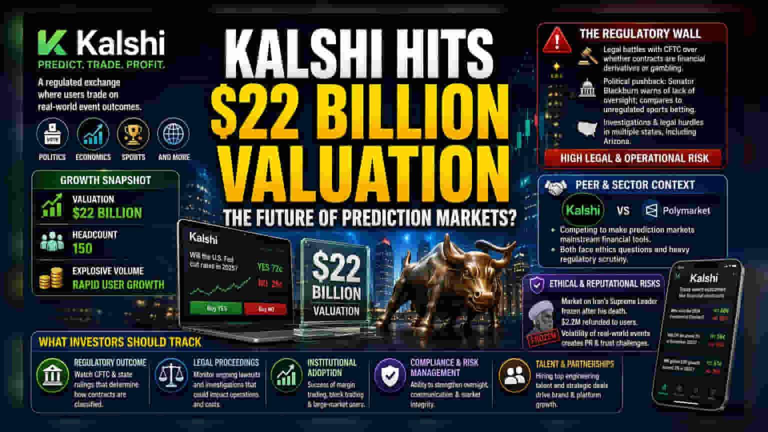 Kalshi Share Price: આગાહી બજાર પ્લેટફોર્મ Kalshi પહોંચ્યું $22 બિલિયન વેલ્યુએશન પર, પણ નિયમનકારી ચુનૌતીઓ યથાવત!