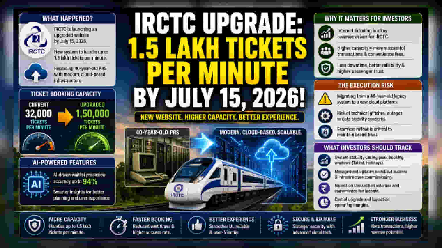 IRCTC वेबसाइट में बड़ा बदलाव: एक मिनट में बिकेंगी **1.5 लाख** टिकटें!