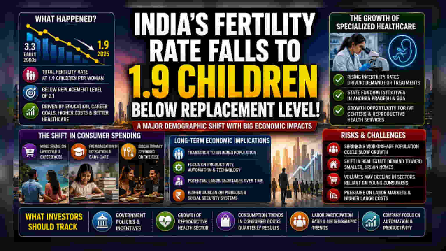India's Fertility Rate Below Replacement: Investor Impact