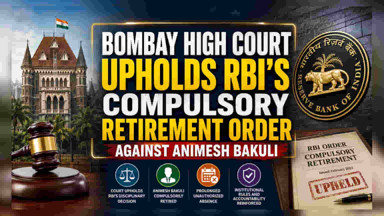 Bombay HC का बड़ा फैसला: RBI के सीनियर असिस्टेंट की जबरन रिटायरमेंट पर लगी मुहर
