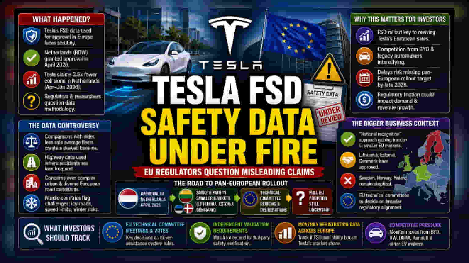Tesla के FSD पर यूरोप में उठ रहे सवाल, सुरक्षा डेटा पर नियामक सख्त