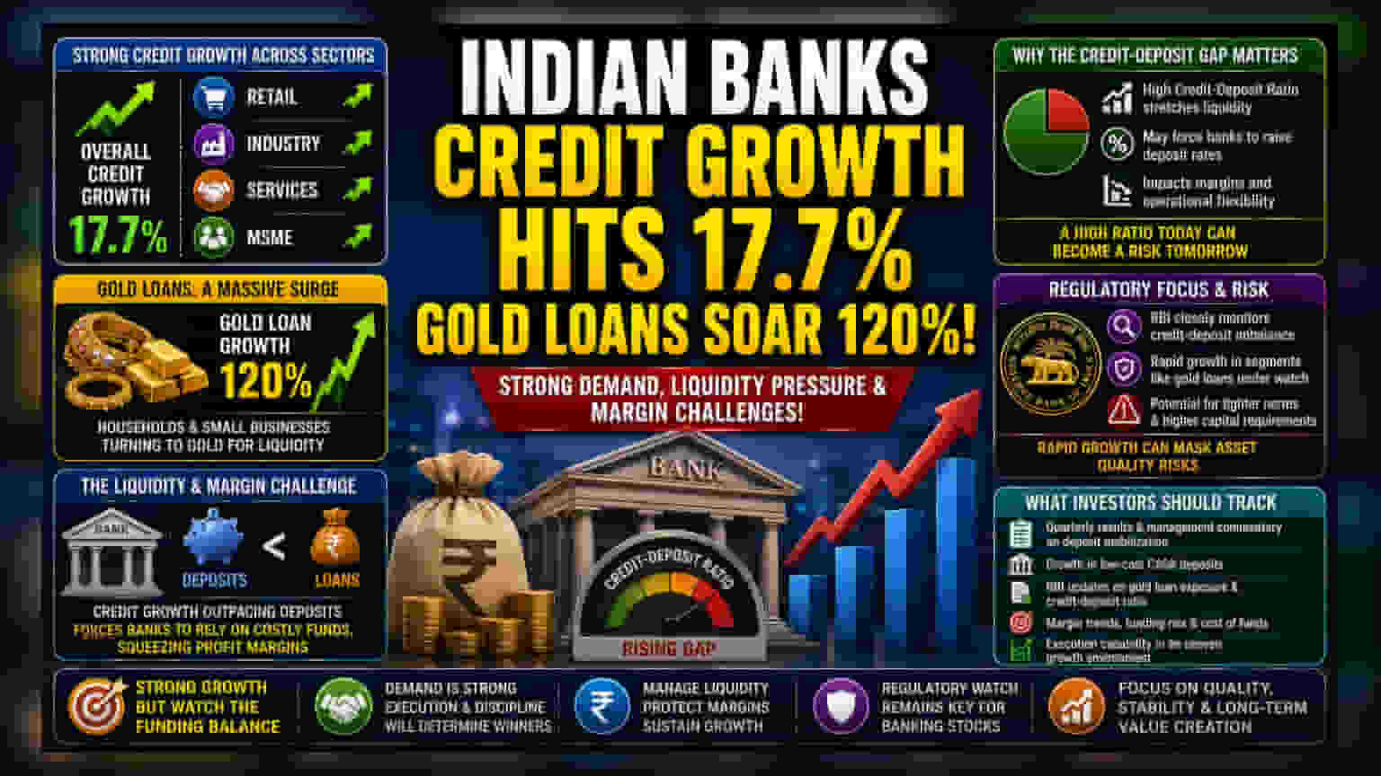 ਬੈਂਕ ਕ੍ਰੈਡਿਟ 'ਚ 17.7% ਵਾਧਾ: ਨਿਵੇਸ਼ਕਾਂ ਨੂੰ ਇਨ੍ਹਾਂ ਜੋਖਮਾਂ 'ਤੇ ਰੱਖਣੀ ਹੋਵੇਗੀ ਨਜ਼ਰ!