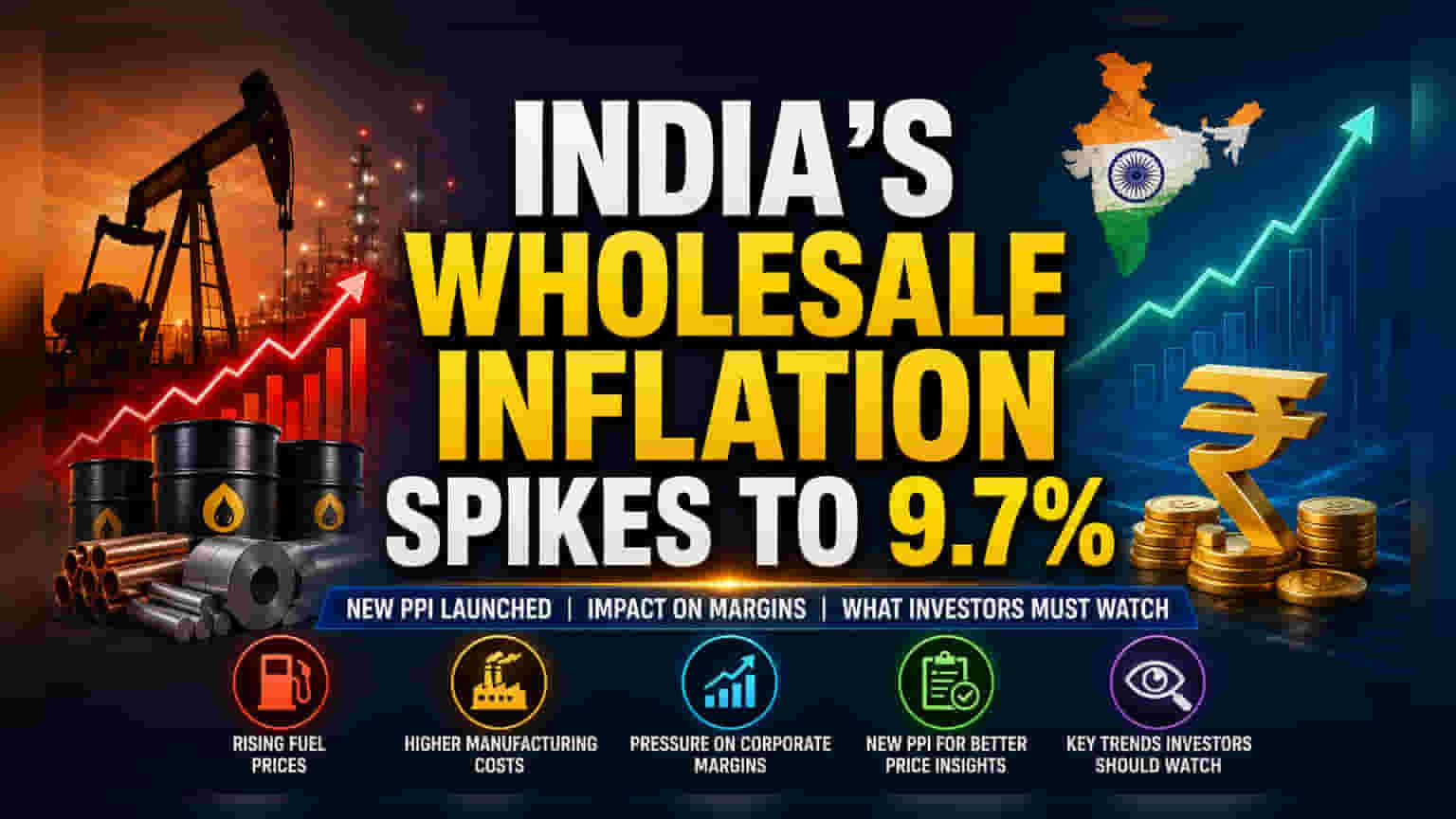 India Wholesale Inflation: મે, 2026માં ફુગાવાનો દર 9.7% થયો, રો મટિરિયલના ભાવ વધ્યા