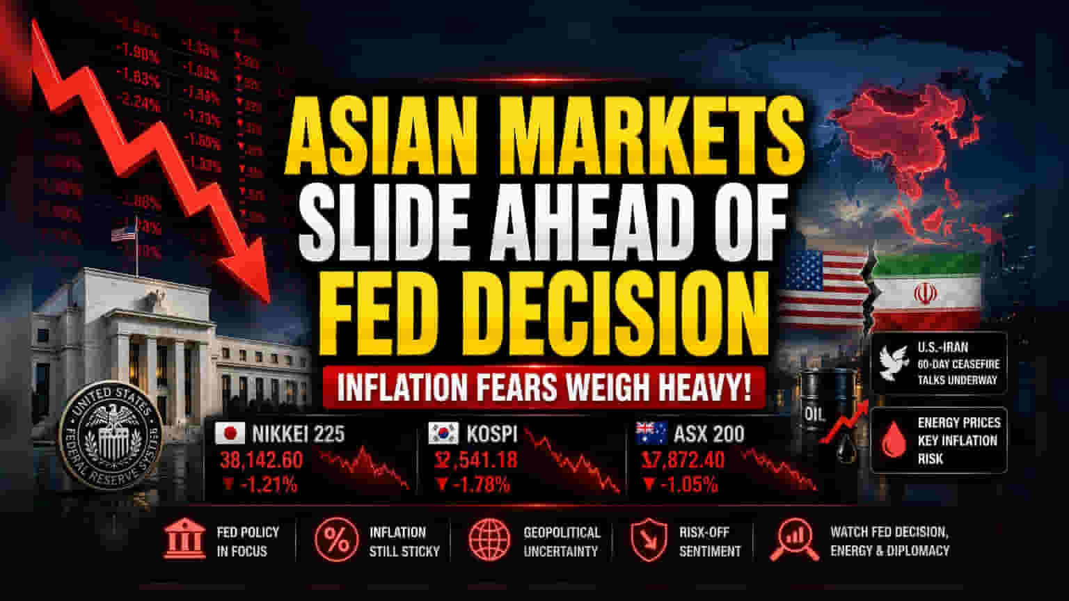 Asian Stocks Slip as Investors Await Fed Interest Rate Moves
