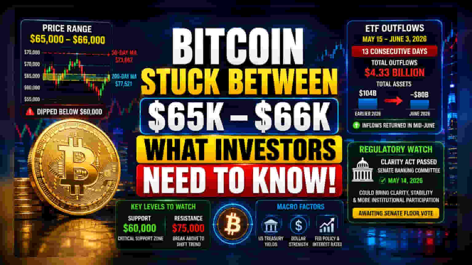 Bitcoin விலை நிலவரம்: $65,000-ல் தொய்வு; முதலீட்டாளர்கள் கவனிக்க வேண்டிய முக்கிய விஷயங்கள்!