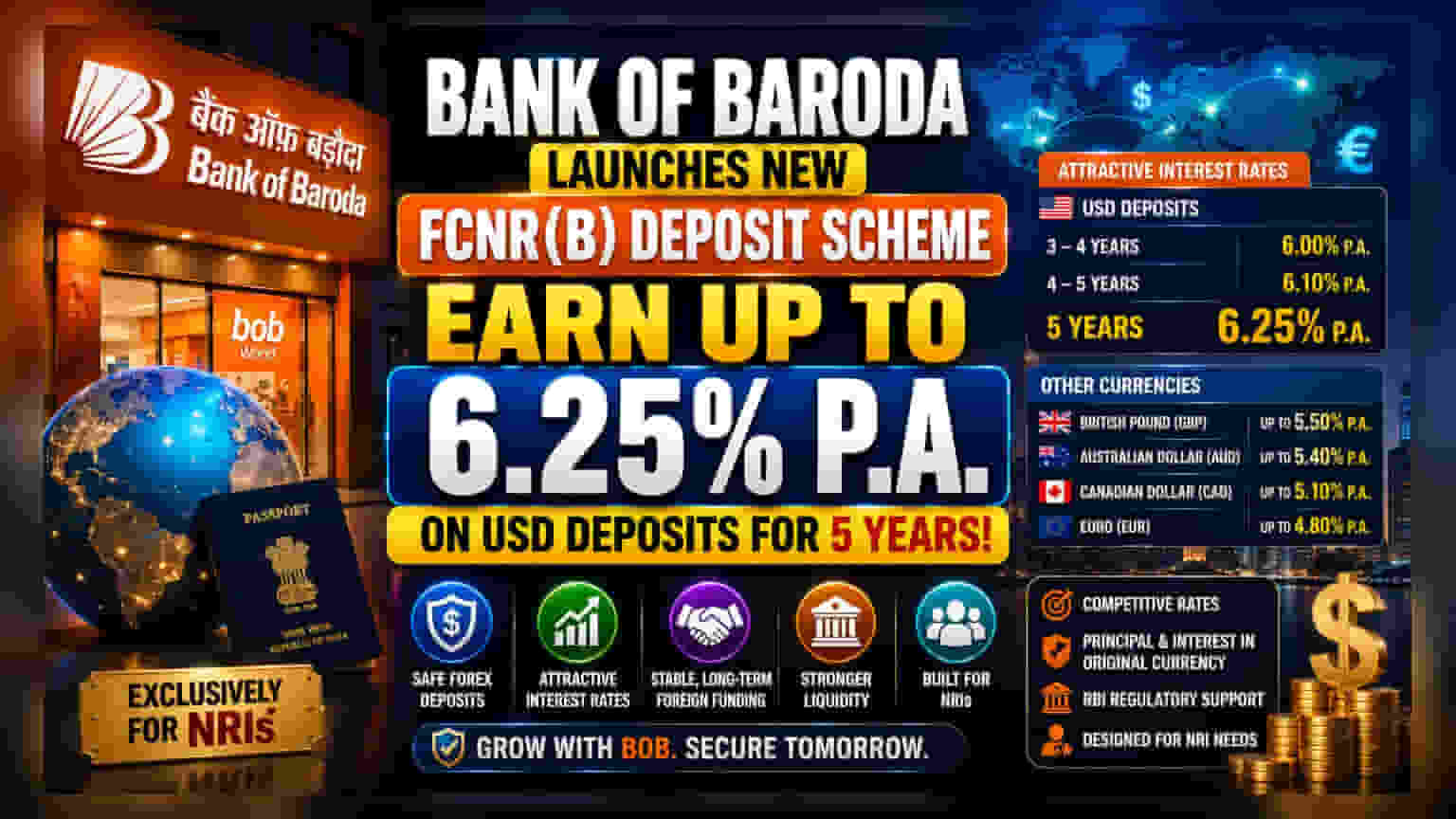Bank of Baroda Launches 'bob Legend' FCNR Scheme for NRIs