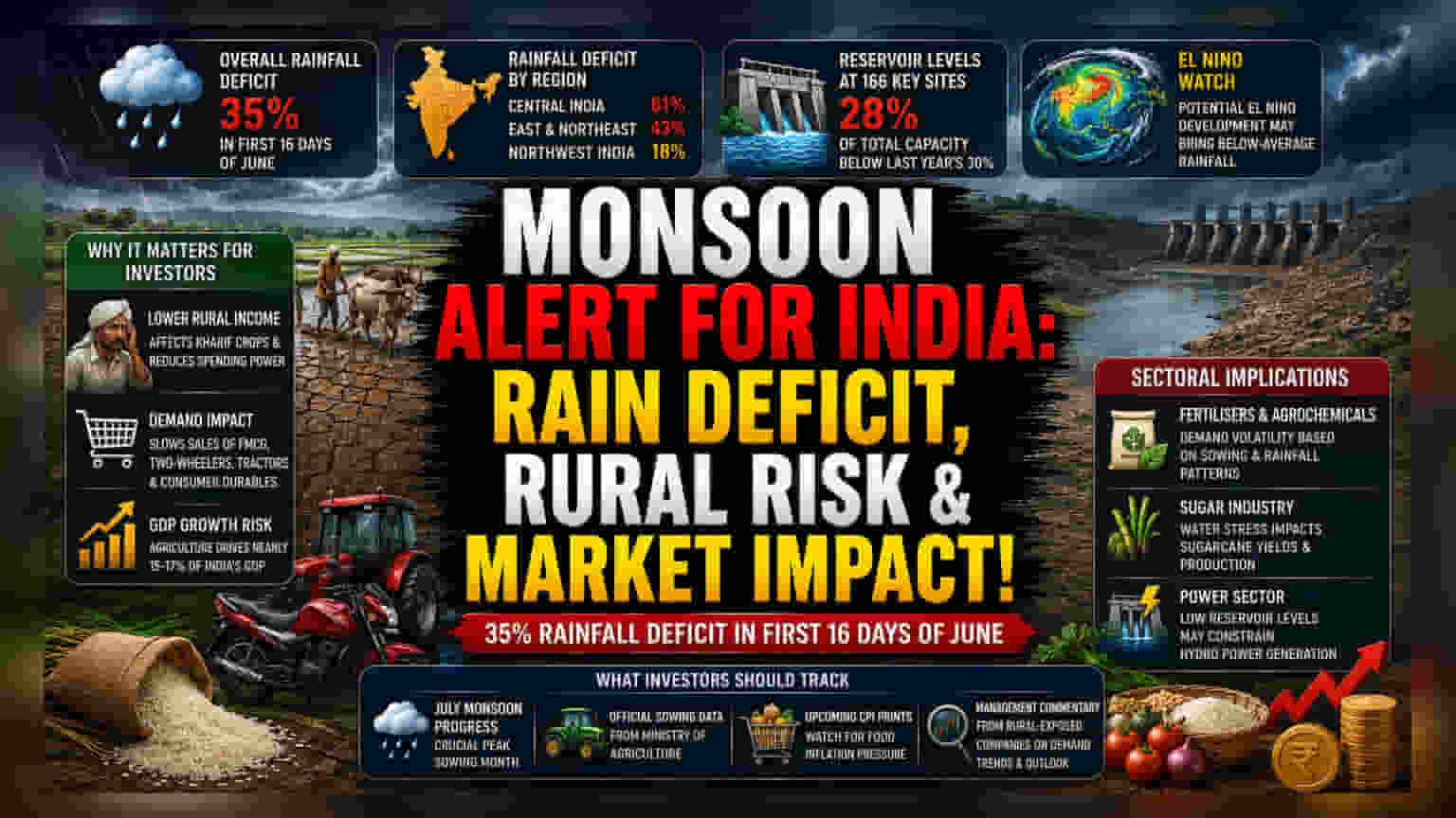 मानसून पर सूखा खतरा! जून में 35% कम बारिश, ग्रामीण मांग और महंगाई पर क्या होगा असर?