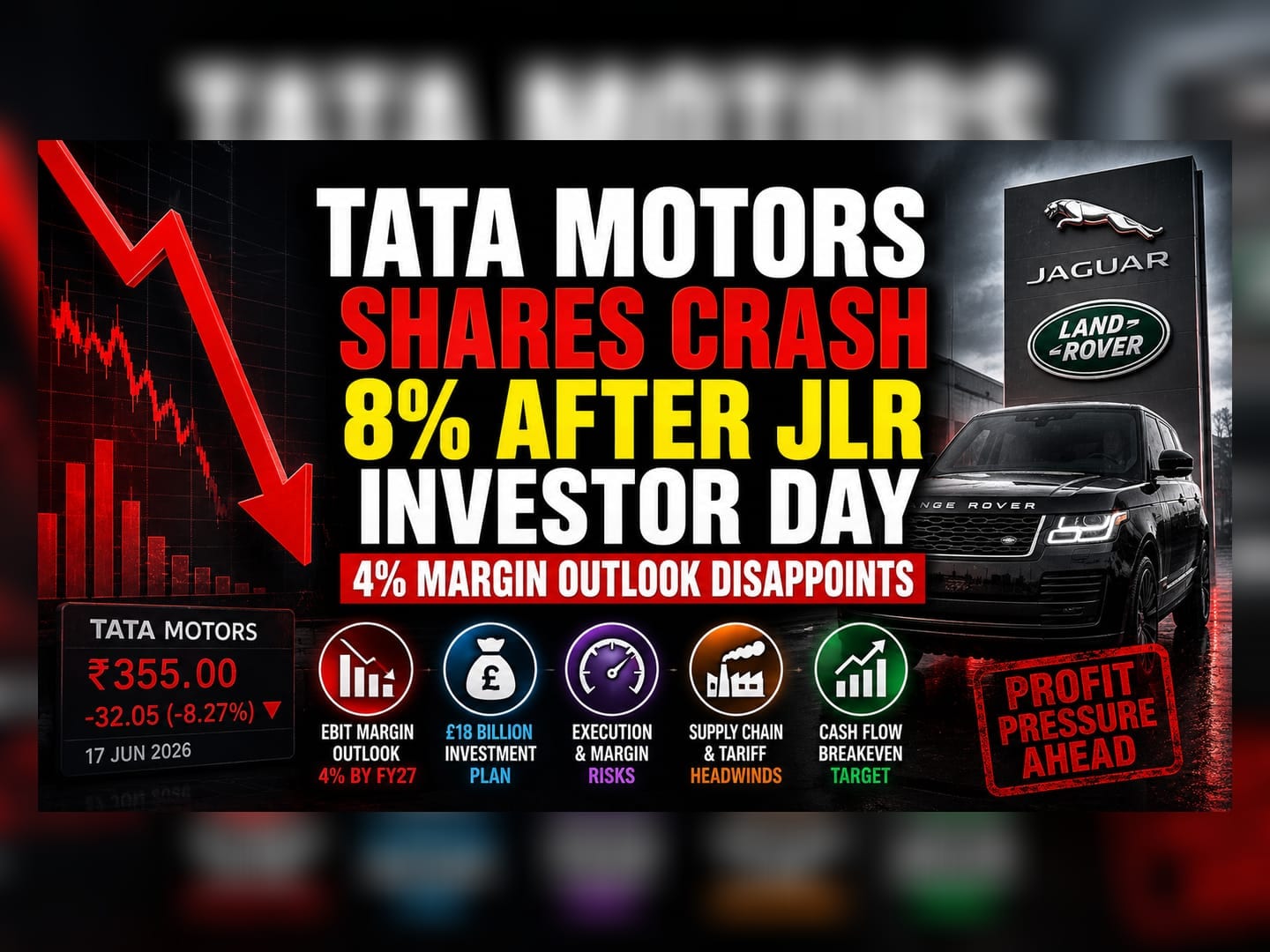 Tata Motors Slides 8% as JLR Margin Forecast Disappoints