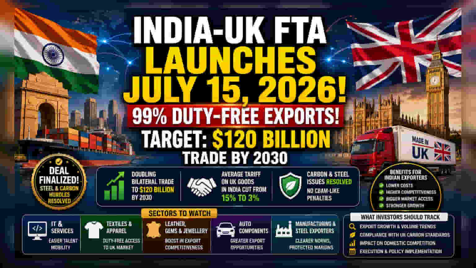 India-UK Free Trade Pact to Launch July 15: Key Impact Points