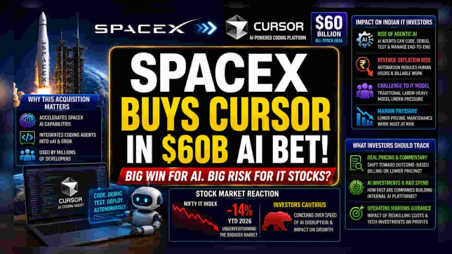 SpaceX’s $60B Cursor Buy: Impact on Indian IT Stocks