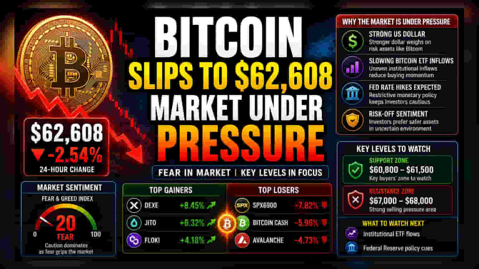 Bitcoin Price Alert: $63,000 ਤੋਂ ਹੇਠਾਂ ਡਿੱਗਿਆ ਬਿਟਕੋਇਨ, ਜਾਣੋ ਕਿਉਂ ਠੰਡਾ ਪਿਆ ਬਾਜ਼ਾਰ?