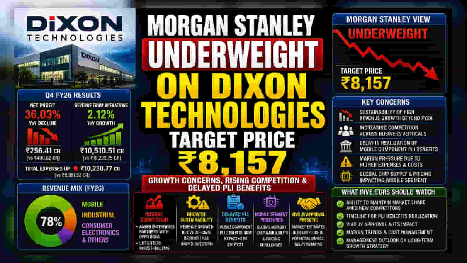 Dixon Technologies: Morgan Stanley ਨੇ ਜਤਾਈ ਚਿੰਤਾ, Target Price ₹8,157