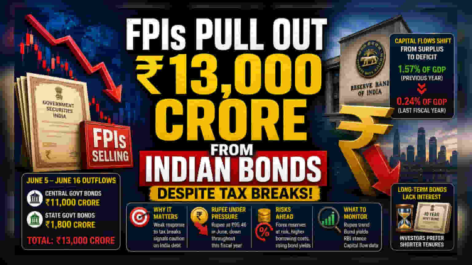 Foreign Investors Pull ₹13,000 Crore from Indian Bonds