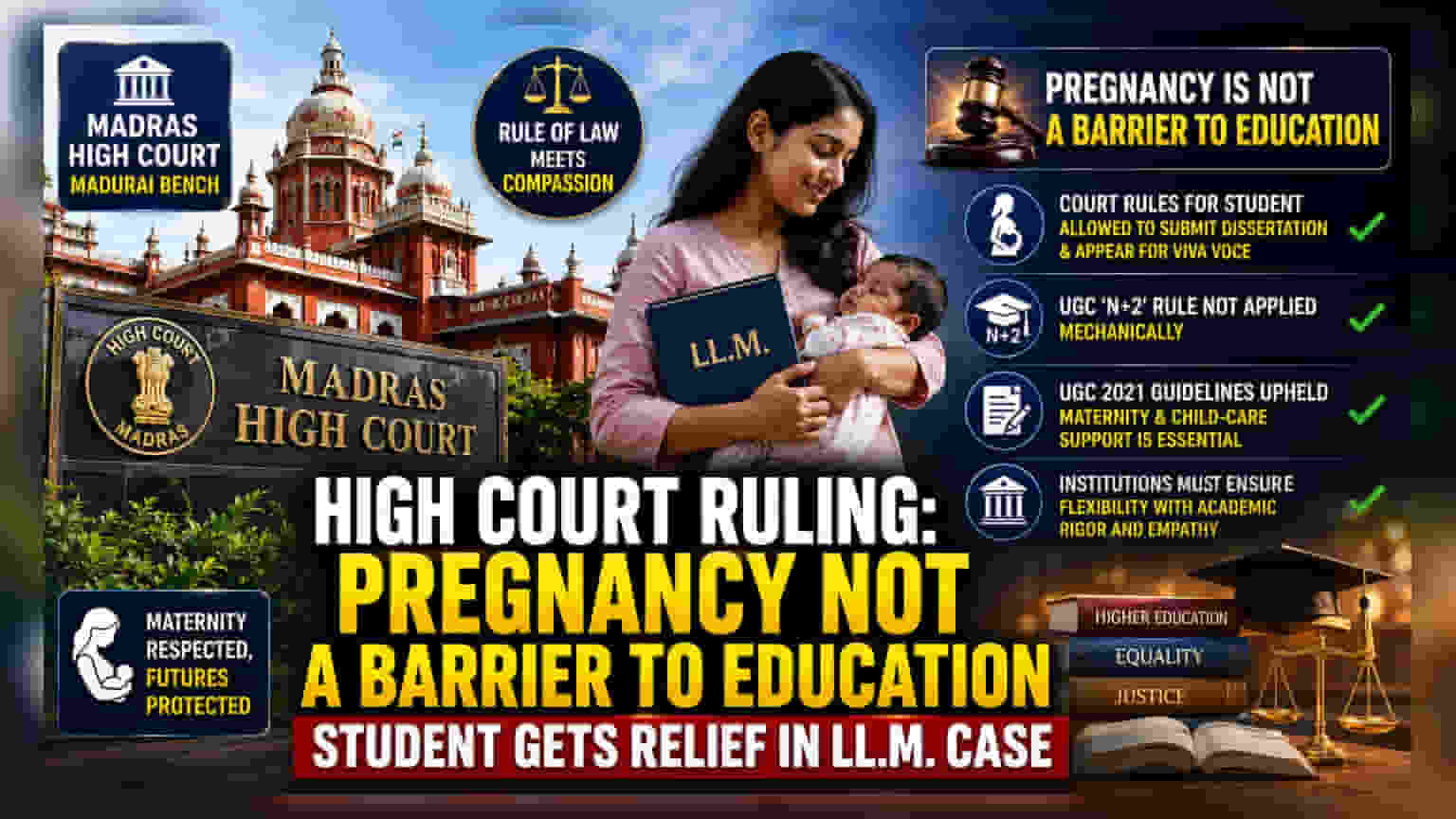 Madras HC चा मोठा निर्णय: गरोदरपणामुळे शिक्षणात अडथळा नाही, विद्यापीठांना मार्गदर्शक सूचना