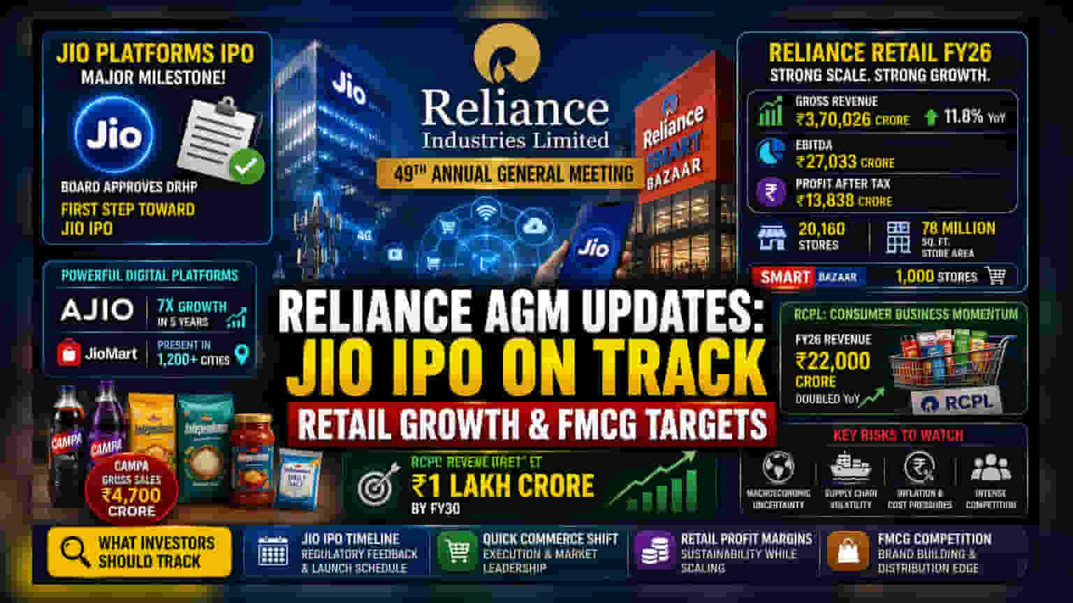 Reliance AGM: Jio IPO की राह खुली, रिटेल का रेवेन्यू ₹3.7 लाख करोड़ पार!