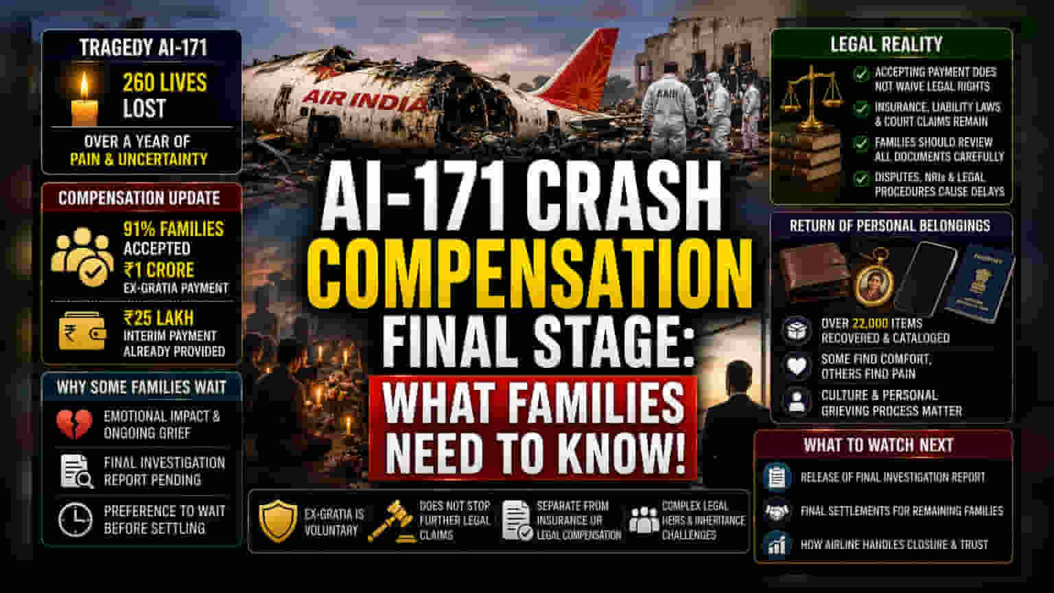 Air India Crash: भरपाईची सद्यस्थिती आणि कायदेशीर अपडेट्स