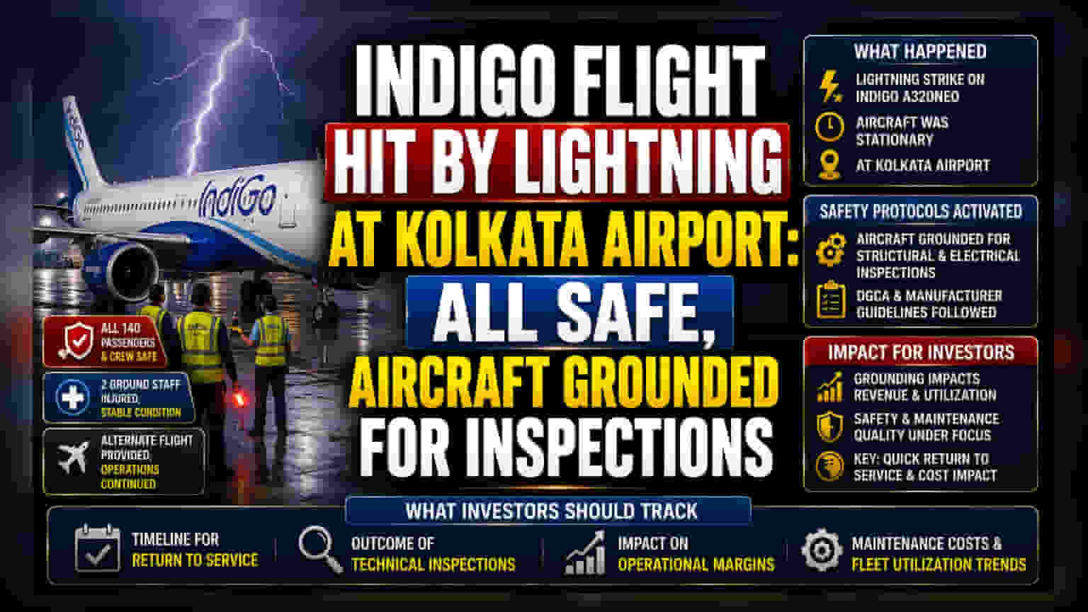 IndiGo Aircraft Grounded After Lightning Strike in Kolkata