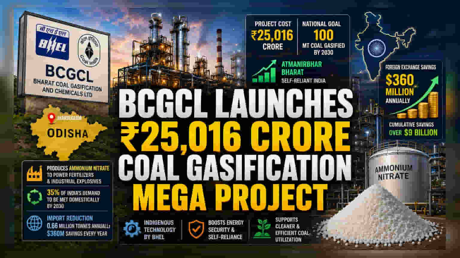 BHEL-Coal India JV to Launch ₹25,016 Cr Odisha Coal Gasification Plant