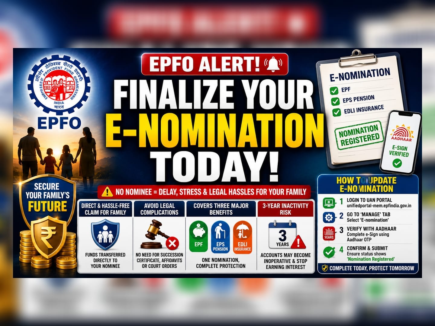 EPFO Warns: Missing e-Nomination Delays PF Claims