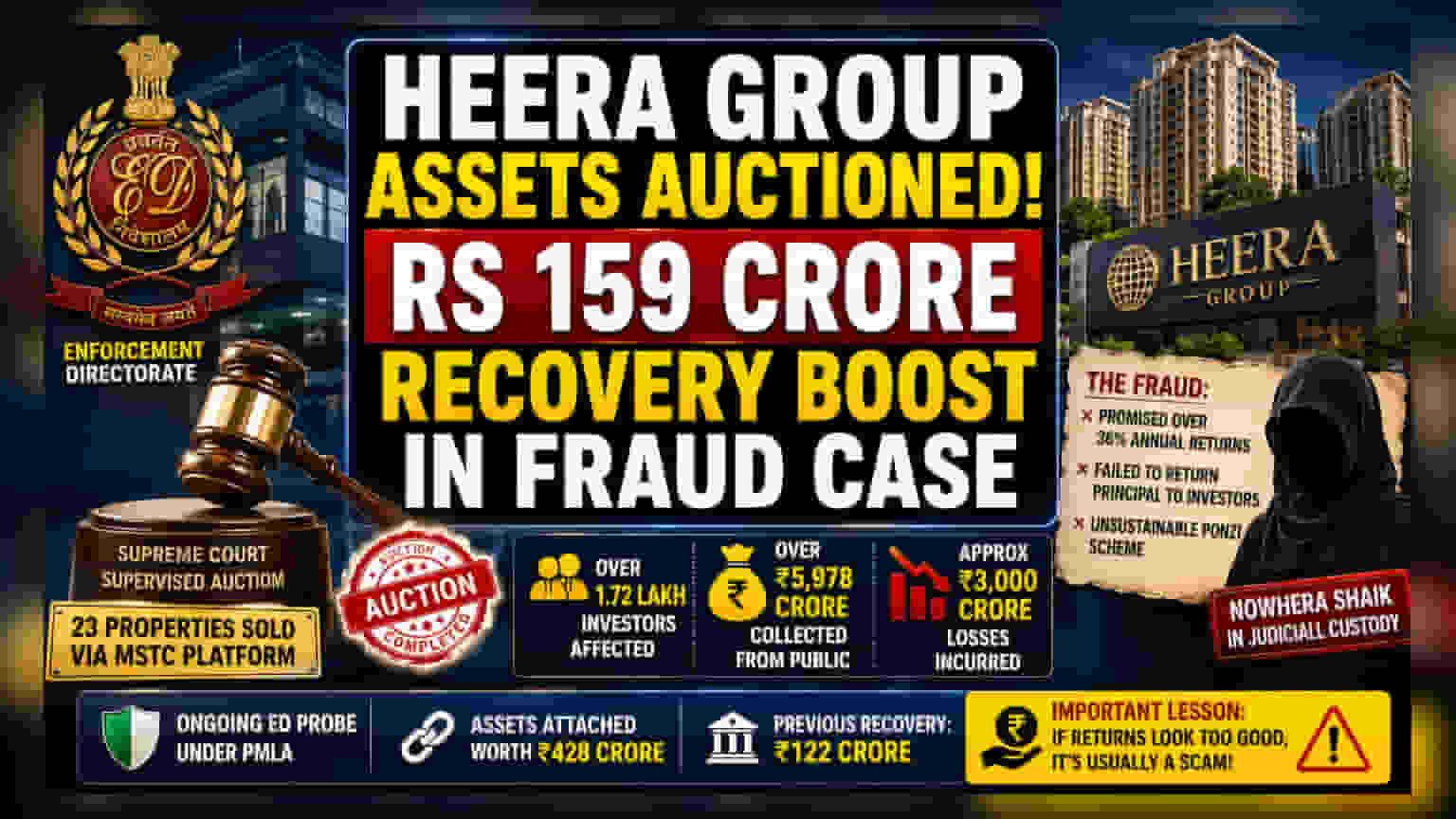 ED Auctions Rs 159 Crore Assets in Heera Group Fraud Case