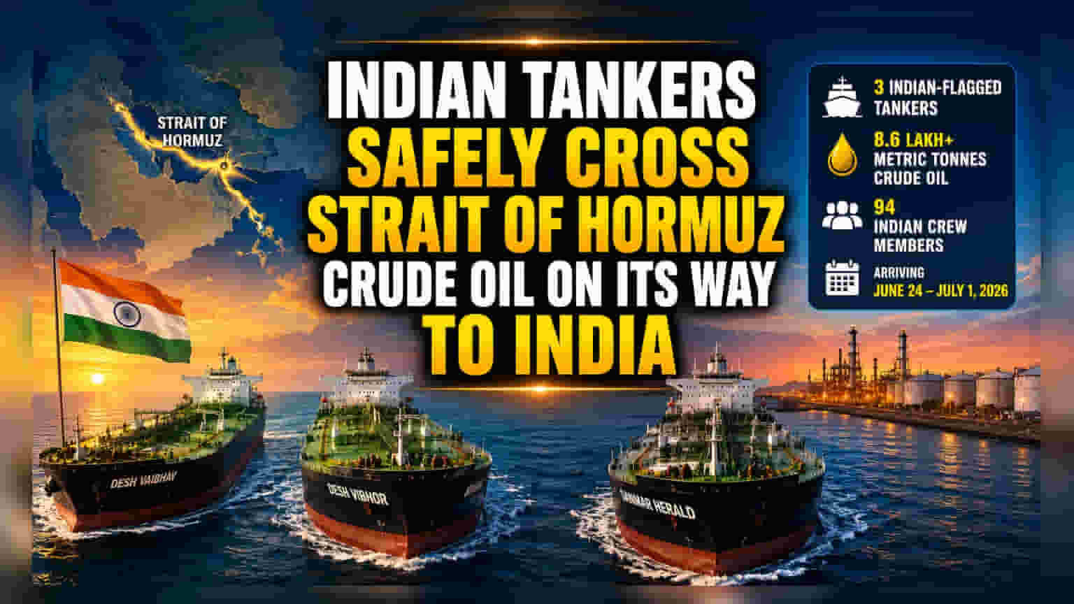 Three Indian Oil Tankers Safely Cross Strait of Hormuz